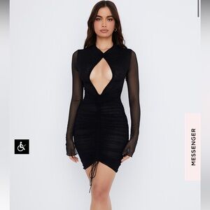 House of CB Black Mesh Long Sleeve Mini Dress